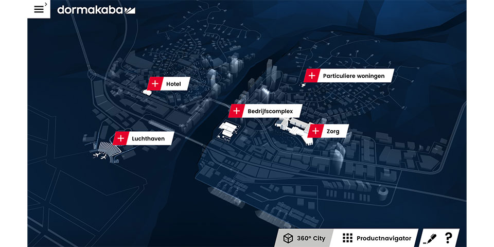 Virtuele 360 City app van dormakaba